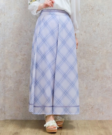 シアーチェックフレアスカート