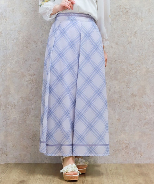 シアーチェックフレアスカート