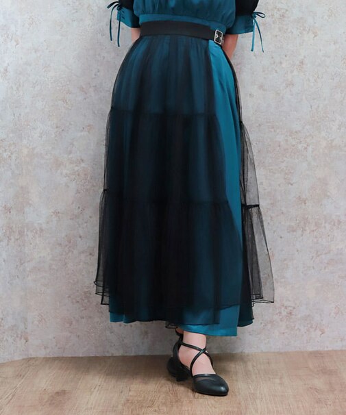 レイヤードチュールフリルスカート