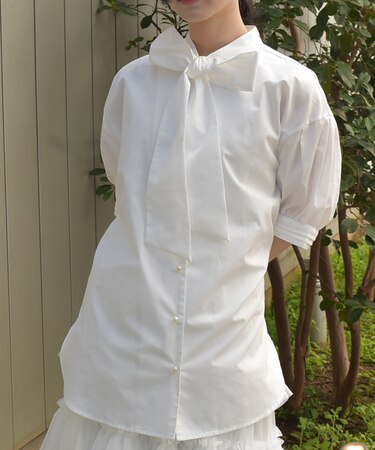 ビッグリボン半袖ブラウス