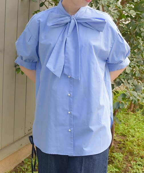 ビッグリボン半袖ブラウス