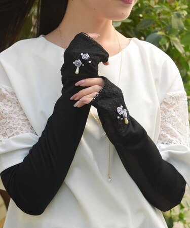 巻きバラレースロングＵＶ手袋