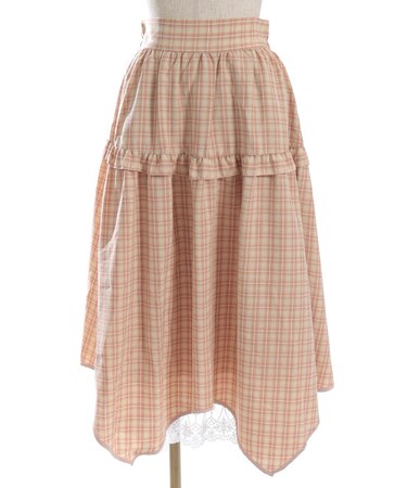 チェックイレヘムスカート