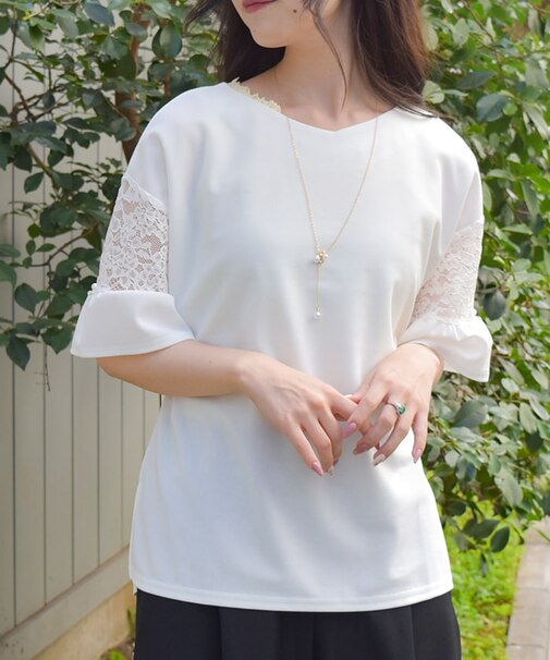 袖レース切替カットプルオーバー