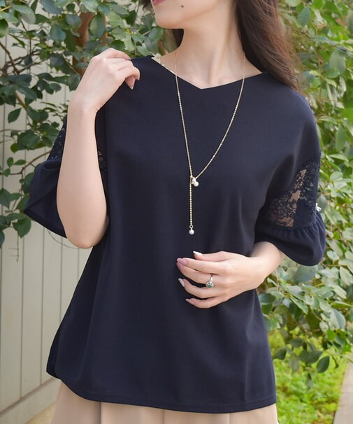 袖レース切替カットプルオーバー