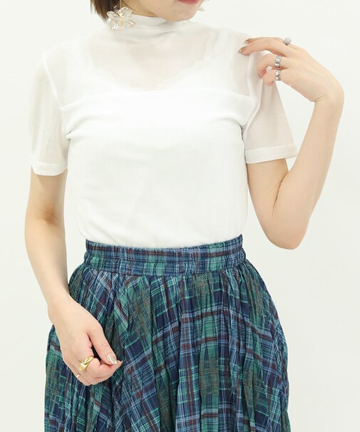 シアー半袖トップス