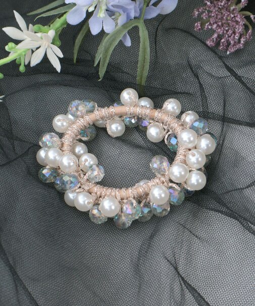 ビーズ×パールじゃらゴム