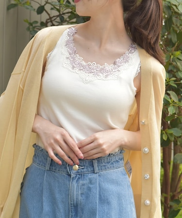 カップ付ローズレースタンク