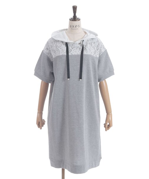 バイカラーパーカーチュニック