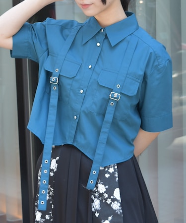 ハトメ使タブショートシャツ