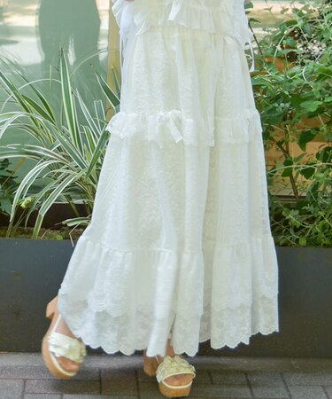 ティアードコットンレーススカート