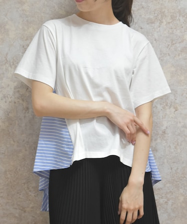 ストライプ切替プルオーバー