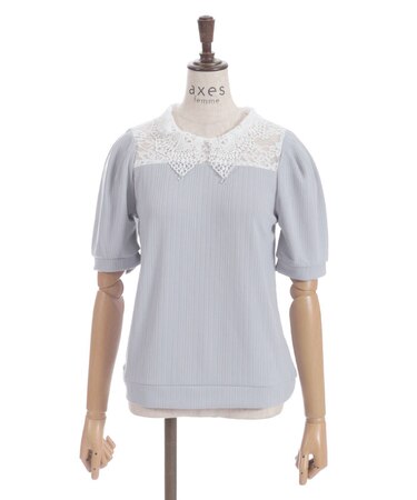 パールレース襟ヨーク切替プルオーバー