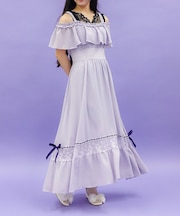 オフショルフリルロングワンピース