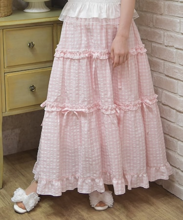 ギンガムティアードスカート