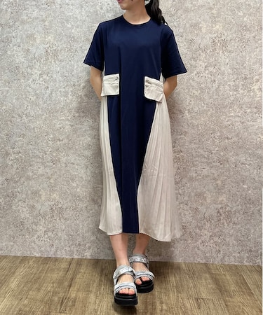 プリーツ切替ワンピース
