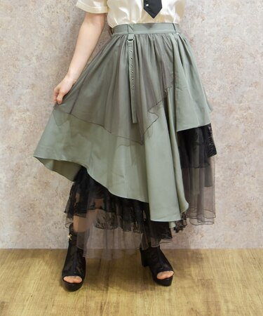 異素材イレヘムロングスカート