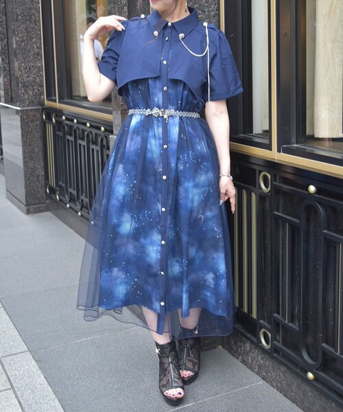 axes femme アクシーズファム ステラートプリントシャツワンピース axes femme アクシーズファム ステラート プリント シャツ