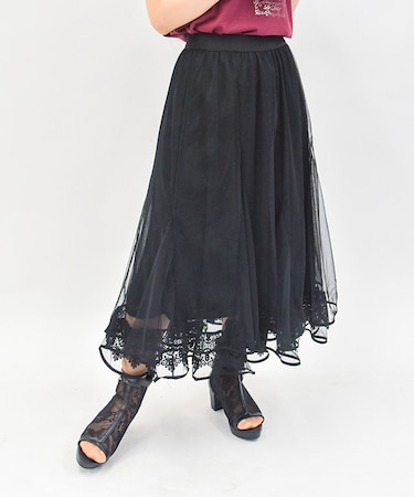 裾レースチュールスカート