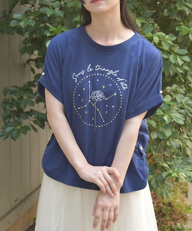 接触冷感天体柄プリントＴ
