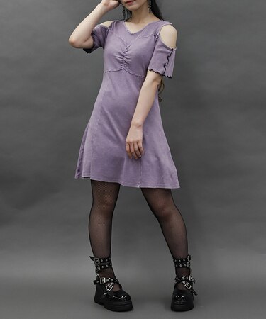 硫化染めカットミニワンピース