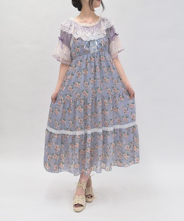 花柄ティアードキャミワンピース