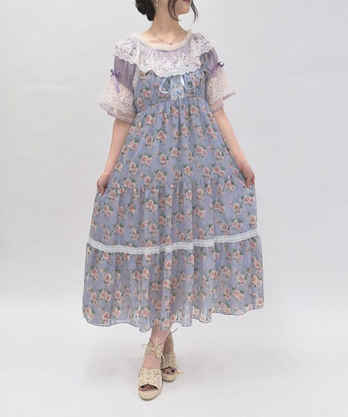 花柄ティアードキャミワンピース