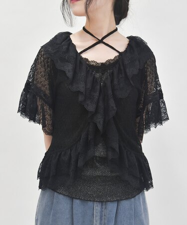 レースフリルボレロ風トップス