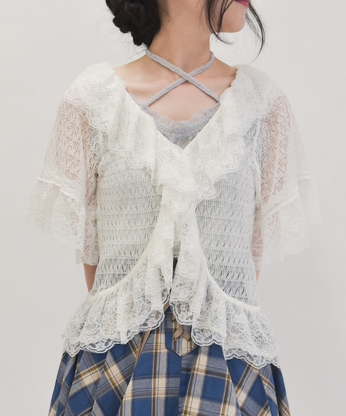 レースフリルボレロ風トップス