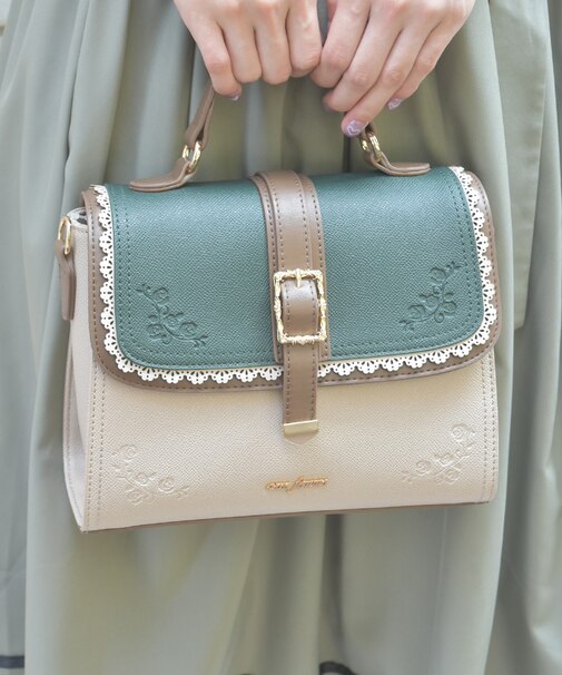 スカラ配色薔薇エンボスバッグ