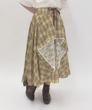 チェック柄レースフリルスカート