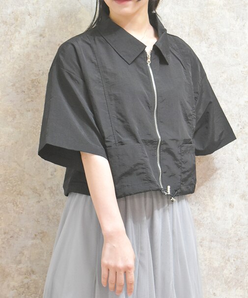 裾ドロストジップブルゾン