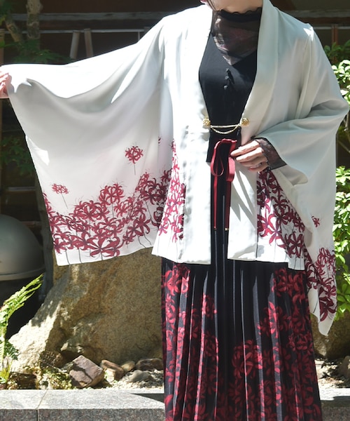 【新品未開封】内側フリース着物風袖UNISEX OUTER【彼岸花】 内側フリース着物風袖ZIP OUTER【COSMO ROSE】 | NIER CLOTHING