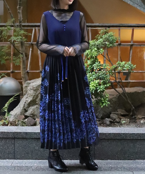 彼岸花柄プリーツジャンスカ｜アクシーズファムの通販｜&mall
