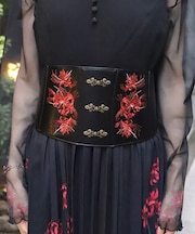 彼岸花刺繍コルセットベルト