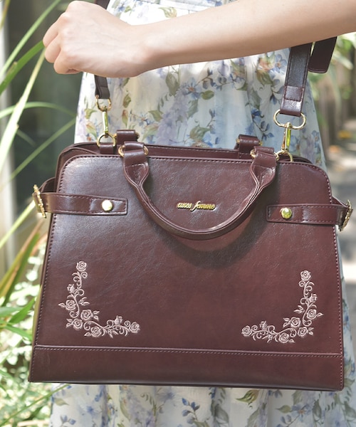 薔薇刺繍クラシカルボストン｜アクシーズファムの通販｜&mall