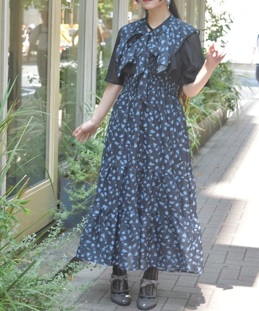 小花柄ブラウス×ワンピースセット