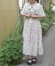 小花柄ブラウス×ワンピースセット