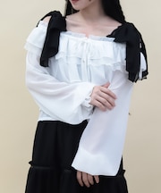 オフショルシフォンブラウス