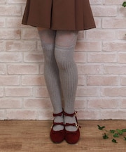 レース×リブニーハイソックス