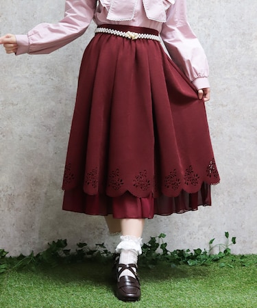 スカラップ×カットワークスカート