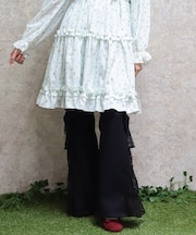 サイドレースフレアデニムパンツ