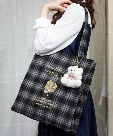 タテ型チェック柄トート