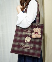タテ型チェック柄トート