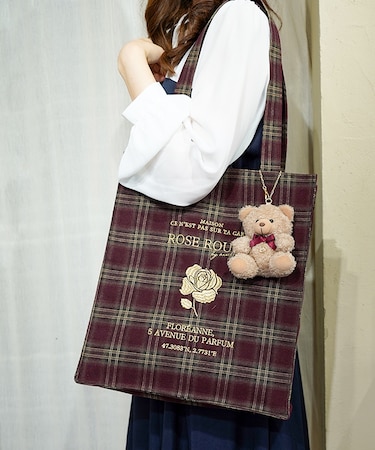 タテ型チェック柄トート