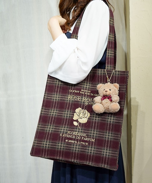 タテ型チェック柄トート