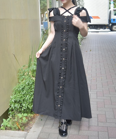 ショルダーリボンワンピース