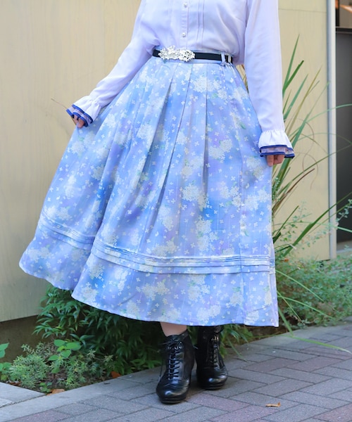 ファム 紫陽花柄シアーストライプスカート | レディース服・レディース