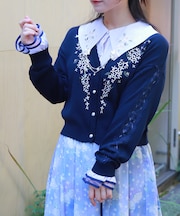 金木犀刺繍ニットカーディガン