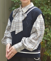 ダイヤ柄チルデンニットベスト